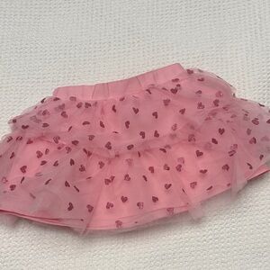 Janie and Jack Pink Tulle Skirt with Heart Accents